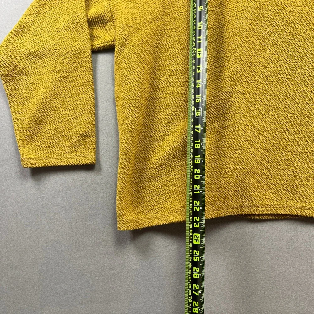 Aerie Sweater Womens L Yellow Cotton Textured Tight Knit Turtleneck Cozy Winter